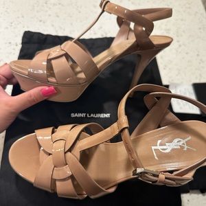 Authentic Saint Laurent Tribute Sandal Nude Rose Size 39.5 (8.5-9).
